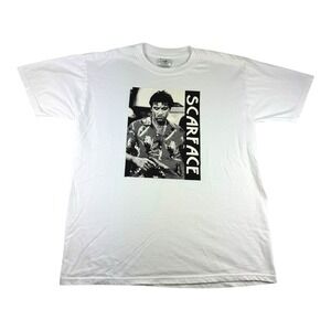 Vintage Men's Size Large White Scarface Movie Poster Graphic T-Shirt Jerzees